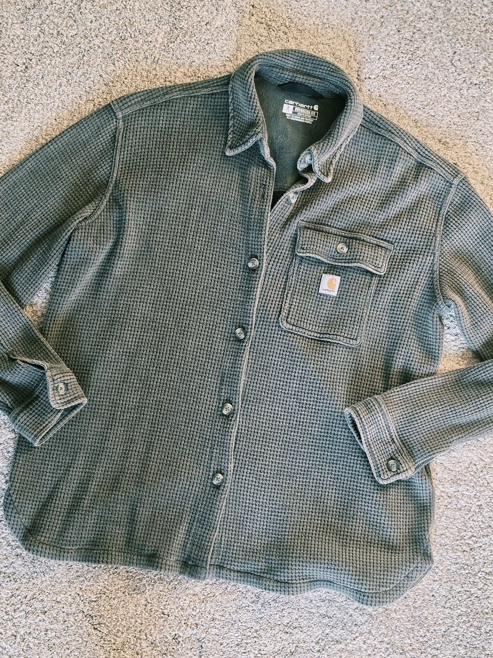 Carhartt Gray Waffle-Knit Button Shirt Jacket